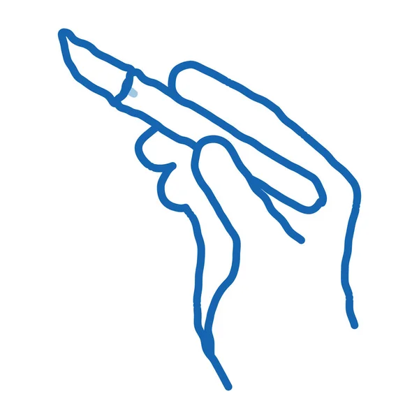 Chirurg hand met scalpel doodle pictogram hand getekend illustratie — Stockvector