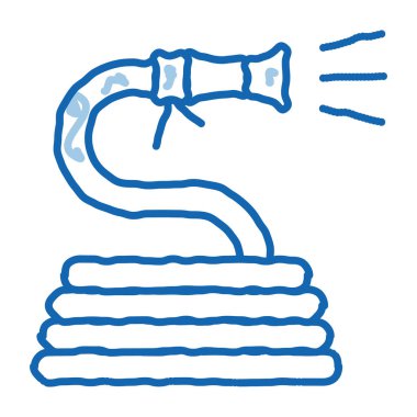 Sulama karalama simgesi için sarılmış hortum elle çizilmiş illüstrasyon