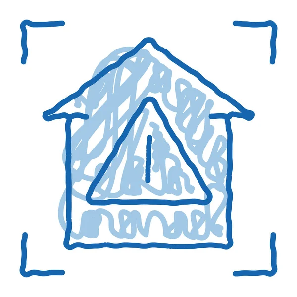 Ícone de doodle de detecção doméstica inseguro ilustração desenhada à mão — Vetor de Stock