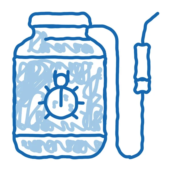 Tanque de veneno portátil para besouros doodle ícone mão ilustração desenhada —  Vetores de Stock