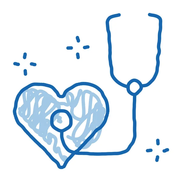 Batimento cardíaco medidas doodle ícone mão desenhada ilustração — Vetor de Stock