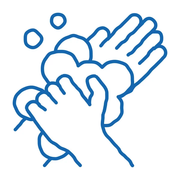 Tvålskum för att tvätta händerna klotter ikon handritad illustration — Stock vektor