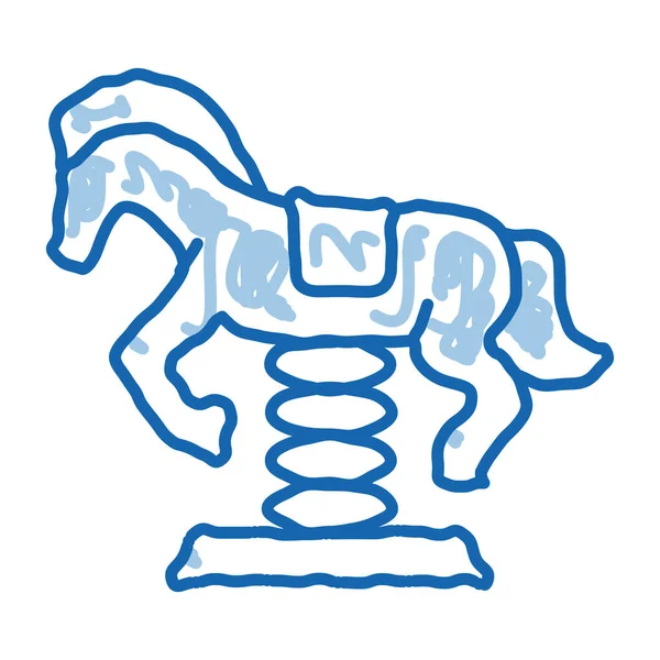 Passeio a cavalo para crianças doodle ícone mão ilustração desenhada —  Vetores de Stock