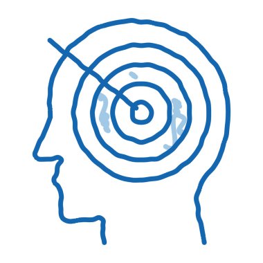 hedef beyin karalama simgesi el çizimi illüstrasyon