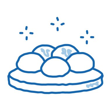 Tahta üzerinde yuvarlak taşlar karalama ikonu elle çizilmiş illüstrasyon