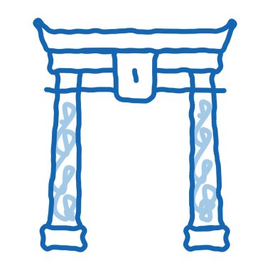 Sütunlu Çince kemer karalama ikonu el çizimi çizimi