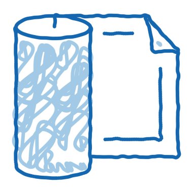 Deri tekstil rulo karalama simgesi elle çizilmiş illüstrasyon