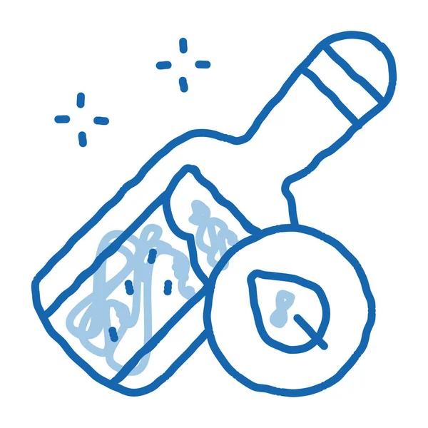 Botol dengan gambar tangan ikon elixir doodle organik - Stok Vektor