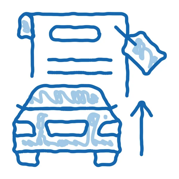 Investitionen in Auto-Doodle-Ikone handgezeichnete Illustration — Stockvektor