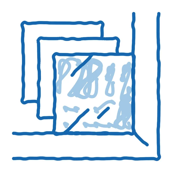 Verbundglas Fenster Doodle Ikone handgezeichnete Illustration — Stockvektor