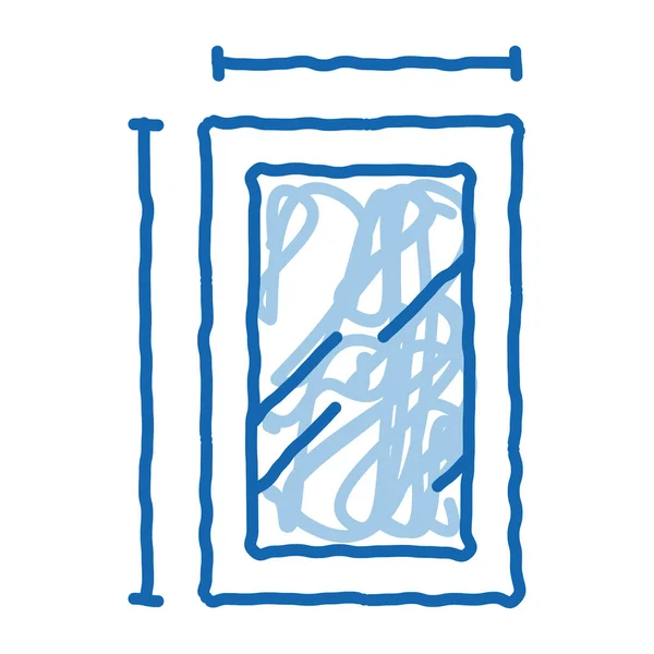 Fenster Abmessungen Doodle-Symbol handgezeichnete Illustration — Stockvektor