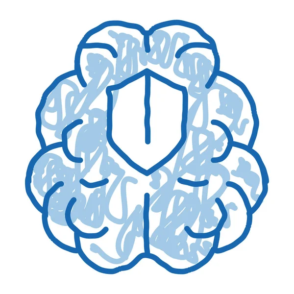 Proteção cerebral doodle ícone mão desenhada ilustração —  Vetores de Stock