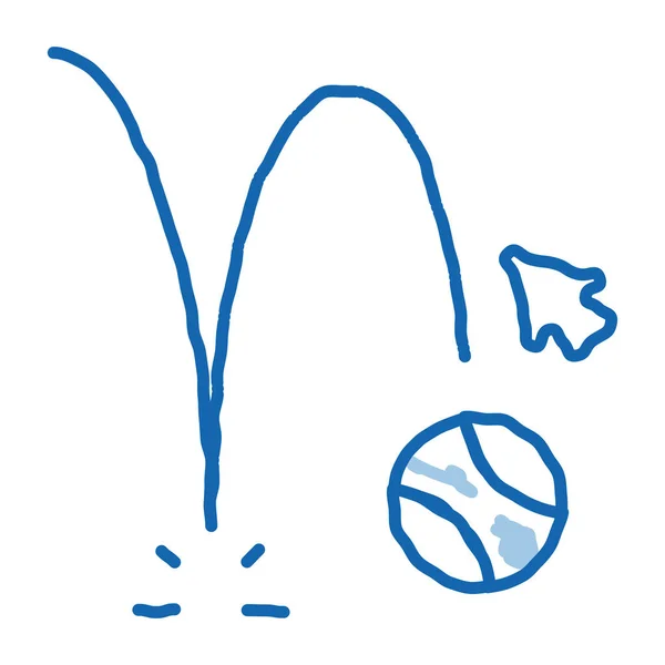 Projection du mouvement chute boule doodle icône illustration dessinée à la main — Image vectorielle