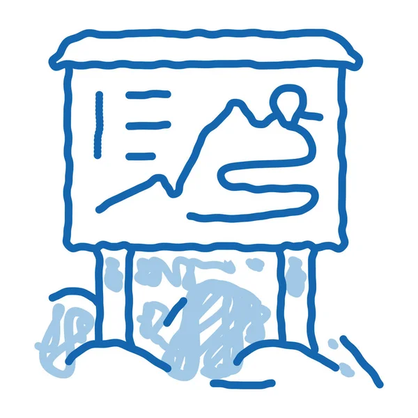 Ski resort direction map doodle icon hand drawn illustration — Stock Vector
