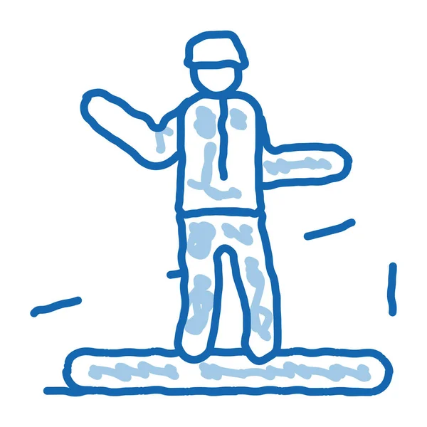 滑雪板上的涂鸦图标手绘插图 — 图库矢量图片