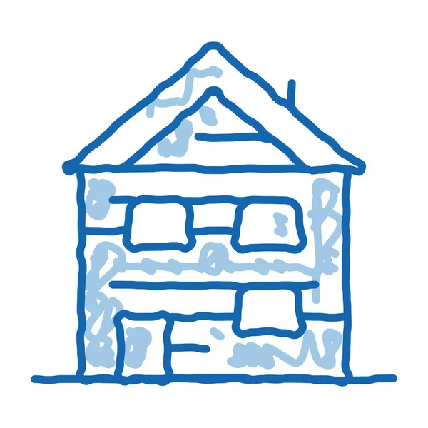 Lyžařské středisko budova srub čmáranice ikona ručně kreslené ilustrace — Stockový vektor