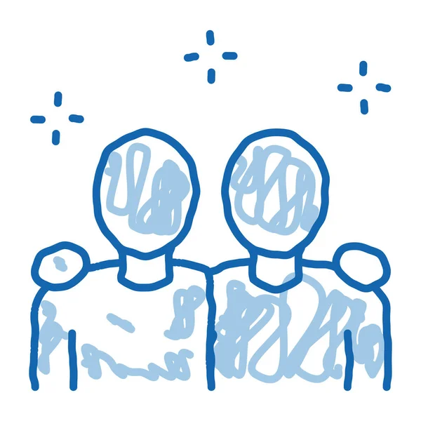 Amigos humanos multirraciales garabato icono dibujado a mano ilustración — Vector de stock