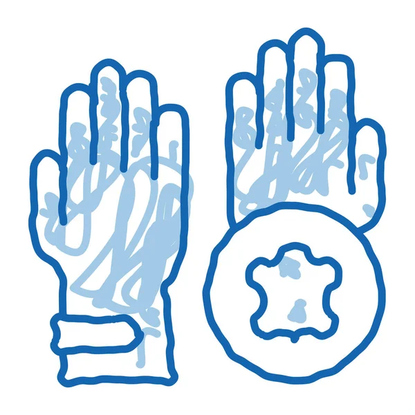 Läder handskar klotter ikon handritad illustration — Stock vektor