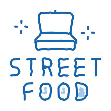 sokak yemekleri kabı karalama simgesi elle çizilmiş illüstrasyon