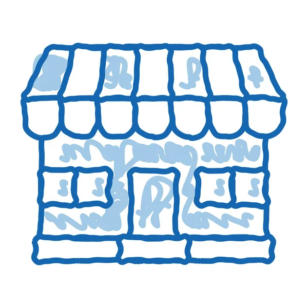 Loja loja edifício doodle ícone mão desenhada ilustração — Vetor de Stock