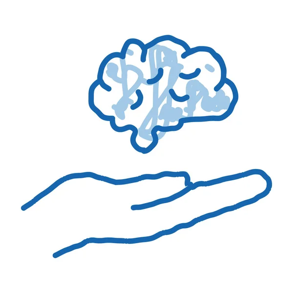 Χέρι κρατήσει το μυαλό doodle εικονίδιο χέρι ζωγραφισμένα εικόνα — Διανυσματικό Αρχείο