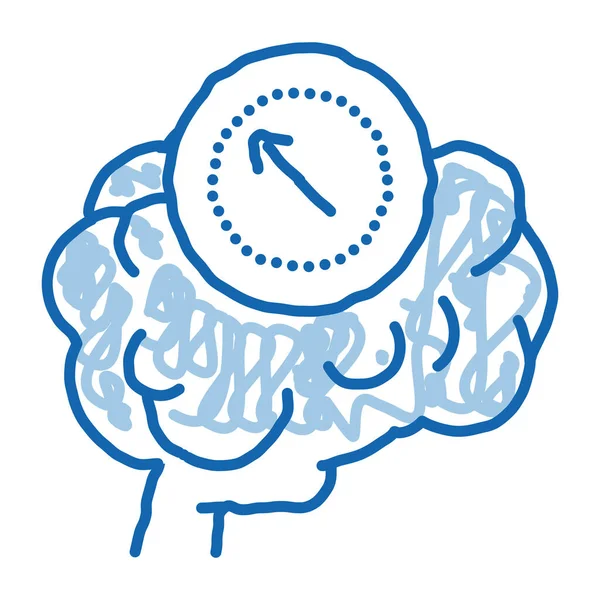 Cervello mente bussola doodle icona disegnato a mano illustrazione — Vettoriale Stock