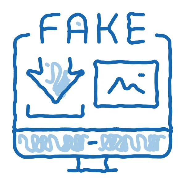 Letöltés hamis kép firka ikon kézzel rajzolt illusztráció — Stock Vector