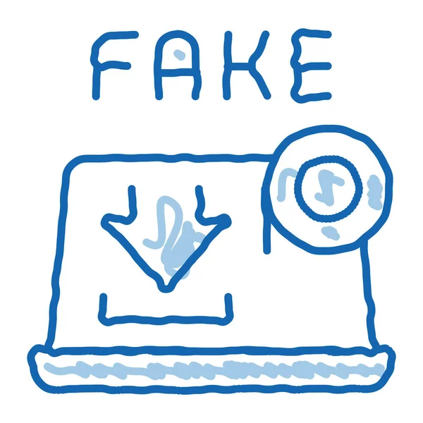 Download falso vídeo doodle ícone mão desenhada ilustração — Vetor de Stock