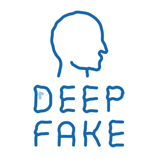 Deep fake rosto humano doodle ícone mão desenhada ilustração — Vetor de Stock