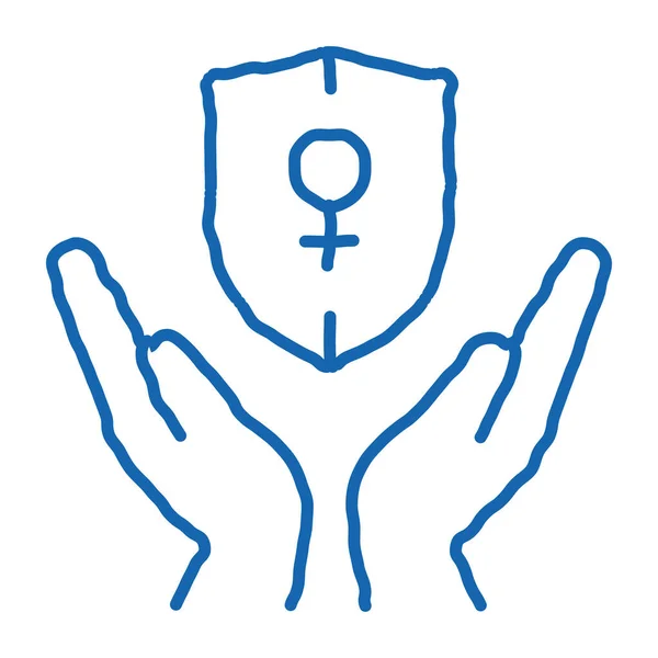 Protection sexe féminin doodle icône illustration dessinée à la main — Image vectorielle