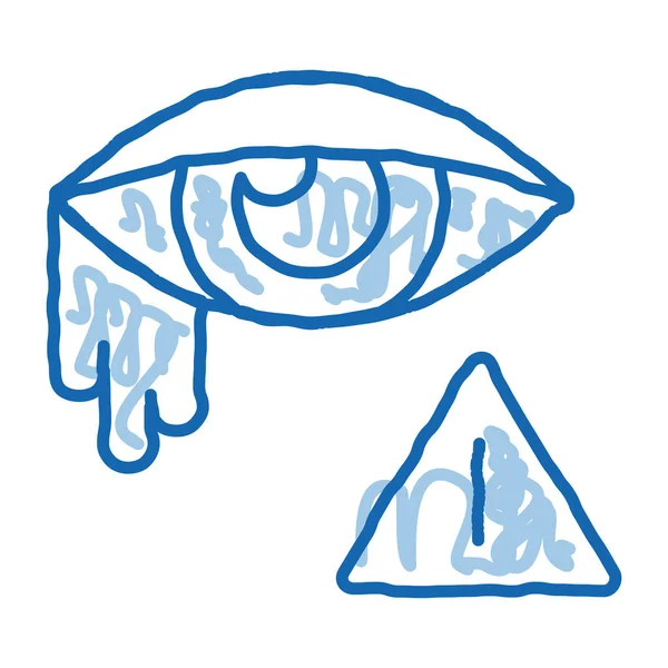 Chorando olho exclamação sinal doodle ícone mão desenhada ilustração — Vetor de Stock