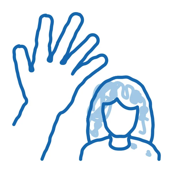 Femme frappant icône doodle illustration dessinée à la main — Image vectorielle
