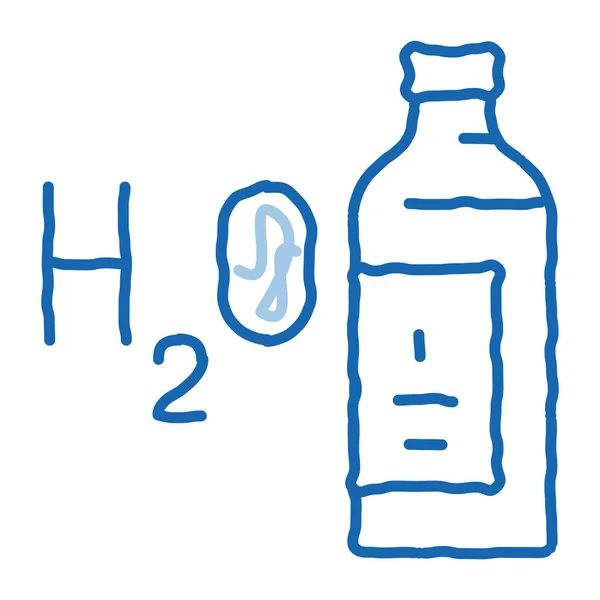 Agua h2o botella garabato icono dibujado a mano ilustración — Archivo Imágenes Vectoriales