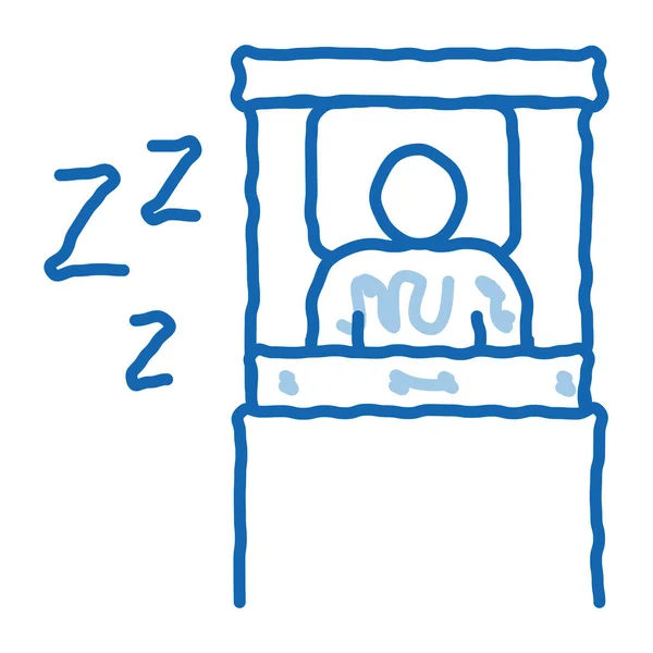 Yatak karalama ikonunda insan uyku zamanı elle çizilmiş illüstrasyon — Stok Vektör