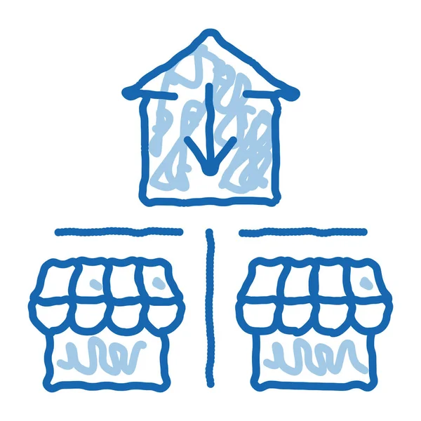 Negócio loja competição doodle ícone mão desenhada ilustração — Vetor de Stock