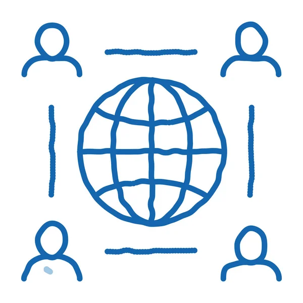 Outsourcing mundial empleados garabato icono dibujado a mano ilustración — Vector de stock