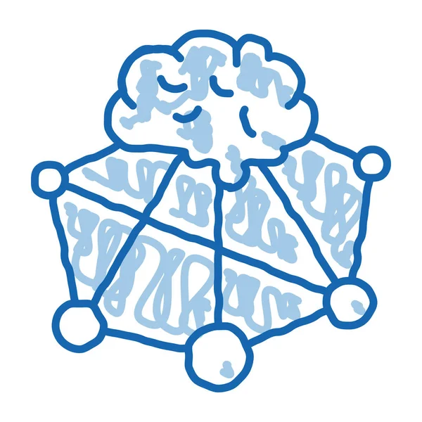 Neuromarketing cérebro doodle ícone mão desenhada ilustração — Vetor de Stock