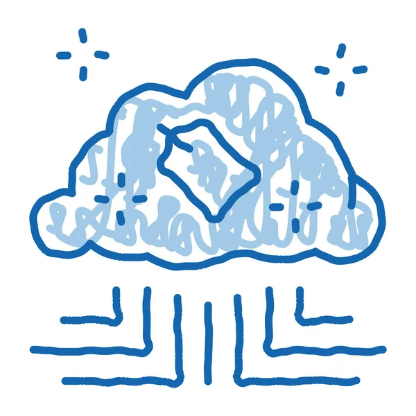 Etiqueta na nuvem de internet ícone doodle mão ilustração desenhada — Vetor de Stock