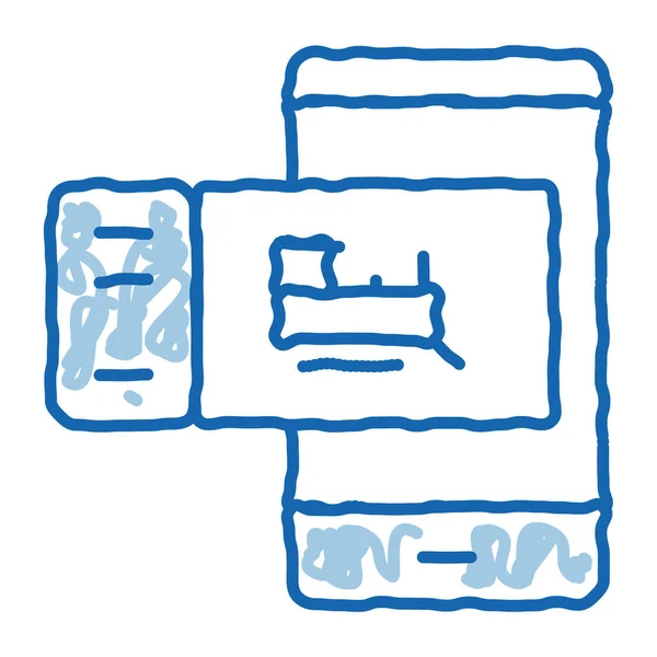 Elektronische trein ticket doodle pictogram met de hand getekend illustratie — Stockvector