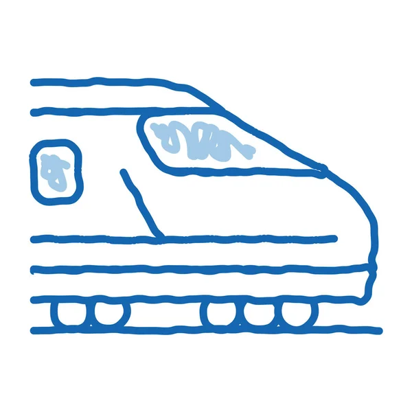 Tren de pasajeros eléctrico garabato icono dibujado a mano ilustración — Vector de stock