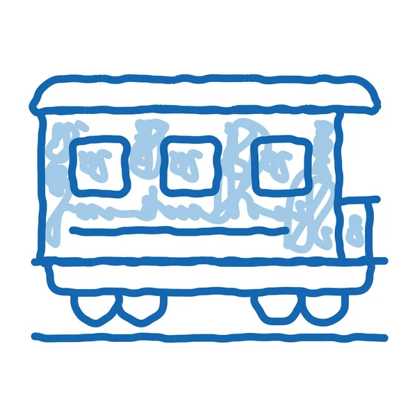 Pasajero ferrocarril carro garabato icono dibujado a mano ilustración — Vector de stock