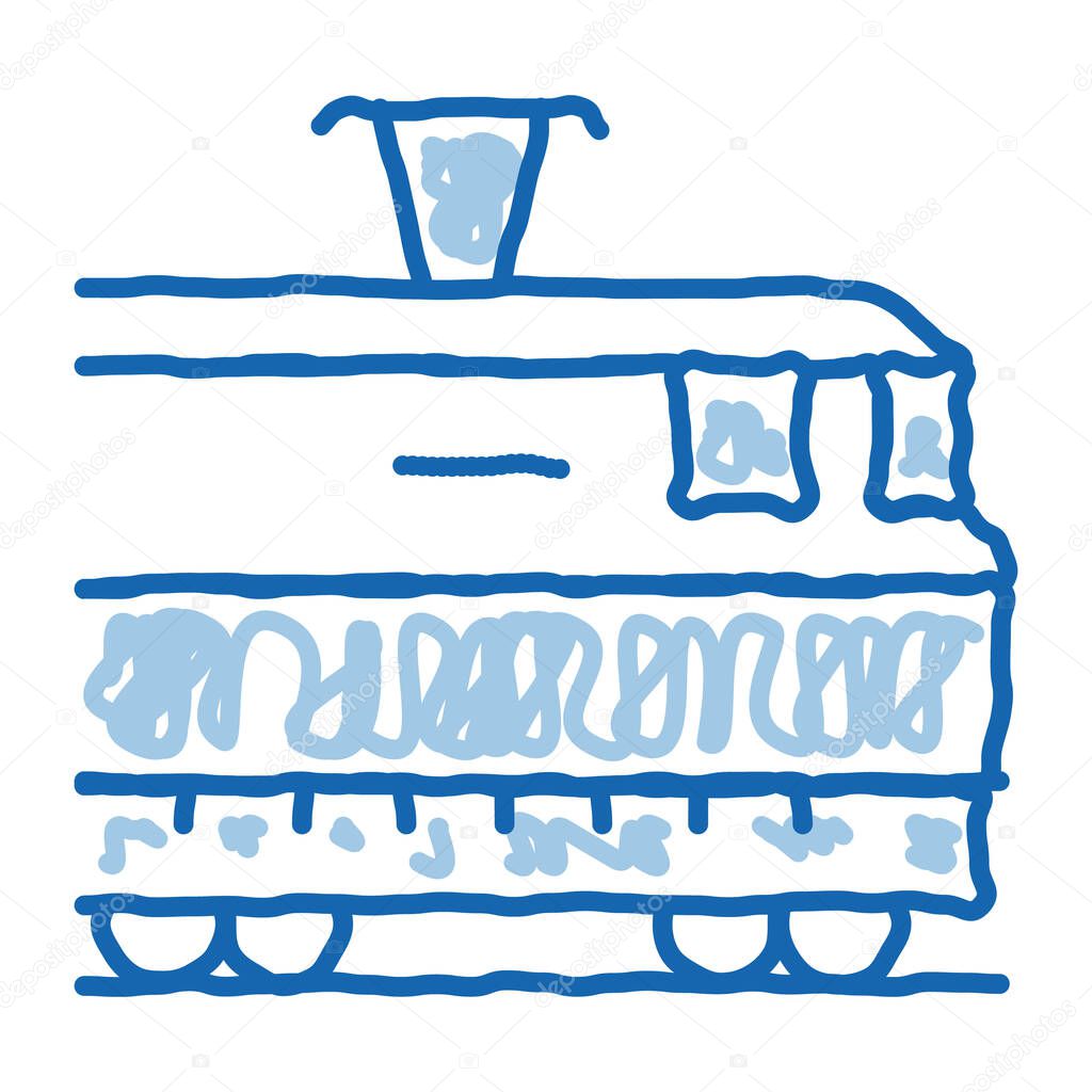 electric train doodle icon hand drawn illustration