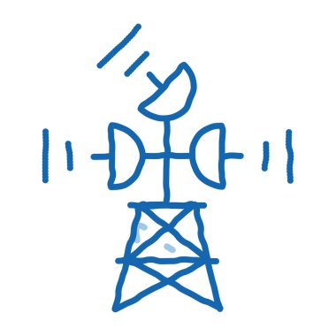 Hava navigasyon radar kulesi karalama simgesi el çizimi illüstrasyon