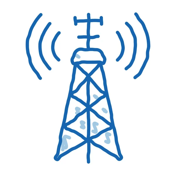 空中导航信号塔涂鸦图标手绘插图 — 图库矢量图片