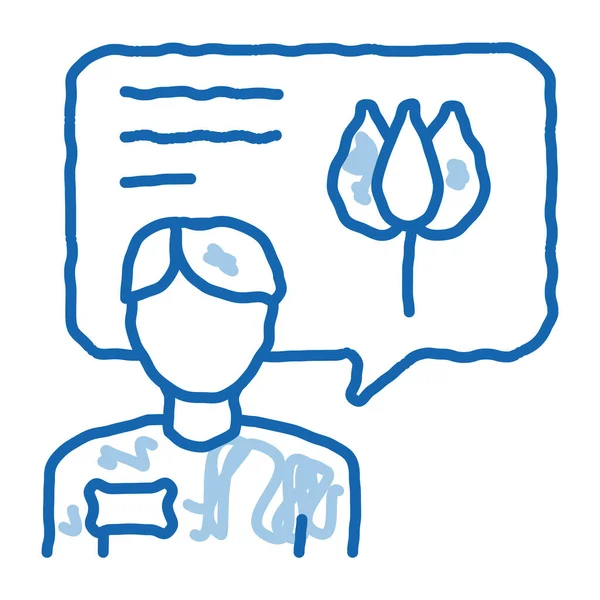 Bloem winkel verkoper consultant doodle pictogram hand getekend illustratie — Stockvector