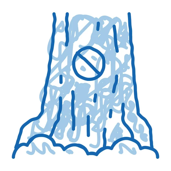 Árbol de tala prohibido garabato icono ilustración dibujada a mano — Vector de stock