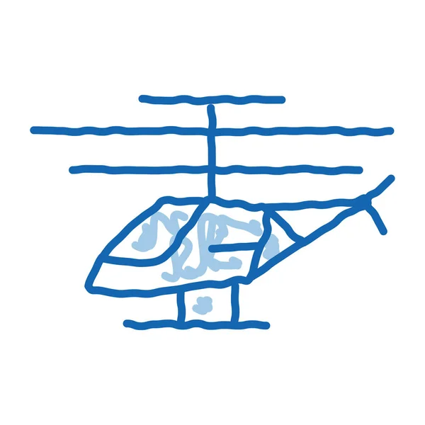 Drone helicopter doodle icon hand drawn illustration — Stock Vector