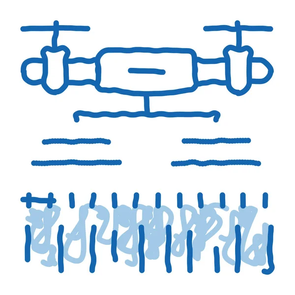 Drone water veld doodle pictogram met de hand getekend illustratie — Stockvector