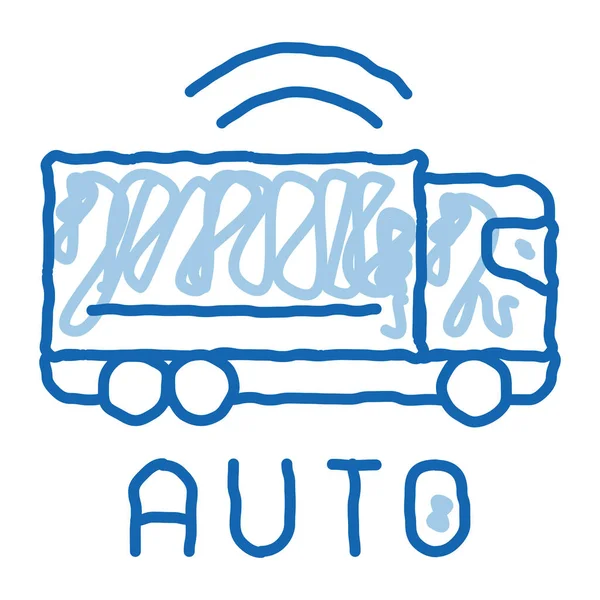 Electro auto camion doodle icona disegnato a mano illustrazione — Vettoriale Stock