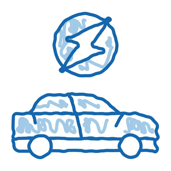 Elektro auto čmáranice ikona ručně kreslené ilustrace — Stockový vektor